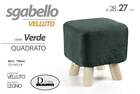 POUF SGABELLO POGGIAPIEDI QUADRATO MODERNO POUFF PIEDI LEGNO VELLUTO VERDE 27*28