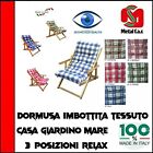 Poltrona sedia sdraio relax reclinabile legno 3 posizioni imbottita pieghevole -