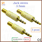 Jack audio 3.5mm a saldare spinotti connettori connettore maschio stereo dorato