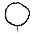 Bracciale elastico unisex onice cornetto corallo rosso naturale portafortuna