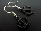 A PAIR OF CUTE LITTLE BLACK SHIPS ANCHOR DANGLY EARRINGS. NEW.