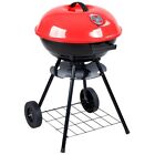 BBQ BARBECUE TONDO A CARBONELLA LEGNO GRILL GIARDINO CON COPERCHIO RUOTE GRIGLIA