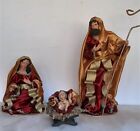 Presepe artigianale . Natività 30/cm con tessuto in stoffa .