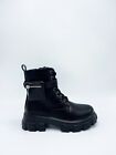 Scarpe da donna scarpa stivaletto biker anfibio nero con gomma e marsupio