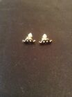 Vintage Style Gold & Black Moustache Stud Earrings. Moustache Jewellery