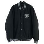 Oakland Raiders NFL Varsity Bomber Black Grey Embroidered Jacket Men s Used XXL