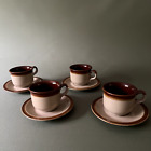 Vintage Pearsons Of Chesterfield Brown Coffee Cup And Saucer Set x 4