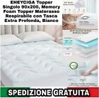 Topper Matrimoniale 90x200, Memory Foam Topper Materasso Respirabile con Tasca