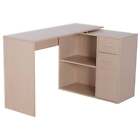 Scrivania da Ufficio Angolare con 2 Ripiani e 2 Cassetti Legno Rovere 117x82x74