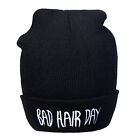 Fresco Statement Berretto Bad Hair Day Logo Motto Beanie Nero Invernale Dope