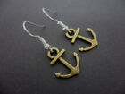 A PAIR BRONZE COLOUR ANCHOR EARRINGS WITH 925 SOLID SILVER HOOKS. NEW..