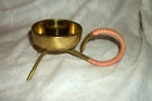 MCM EAMES ERA CHAMBERSTICK CANDLE HOLDER PINK PLASTIC WRAP HANDLE  BRASS 1950s