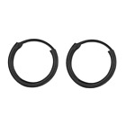 Orecchini a cerchio diametro 12 mm uomo donna cerchietto colore nero con Omaggio