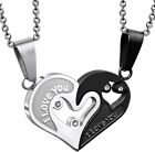 Collana 2 Pezzi In Acciaio Inox Coppia Innamorata Cuore Puzzle Regalo