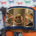 HERMÈS COLLIER DE CHIEN CDC ARMBAND BLUE SAPHIER LIZARD ROSE GOLD HARDWARE