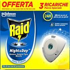 Raid Night Day Tripla Ricarica Antizanzare Elettrico Confezione Zanzare 3pz