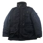 Blauer Vintage Mens Field Jacket Navy Blue Padding and furred neck removable L