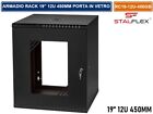 ARMADIO RACK 19" 12U 450MM A PARETE NERO RAL-9005 SPORTELLO IN VETRO REVERSIBILE