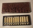 Vintage Abacus Calculator Portable Small Size Plastic & Wood Cardboard Case