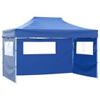 vidaXL Gazebo Professionale Pieghevole con 3 Pareti 3x4m Acciaio Blu