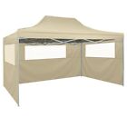 Gazebo Professionale Pieghevole con 3 Pareti 3x4m Acciaio Crema