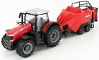 MASSEY FERGUSON - 8740S TRACTOR WITH BALER LIFTER - RED