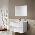 Mobile bagno sospeso con lavabo e specchio ELTON bianco lucido moderno design