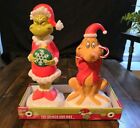 Grinch 14-in LED Dr Seuss  The Grinch & Max Blow Mold Set of 2 Brand New In Hand