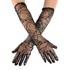 LADIES HALLOWEEN SPIDER LACE GLOVES FANCY DRESS ACCESSORIES WITCH GOTHIC