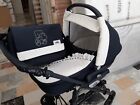 Trio carrozzina passeggino seggiolino auto personalizzato blu bianco