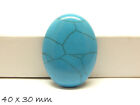 1 Stk. synt. Türkis Edelstein Cabochon z. Einkleben in Fassungen, 40x30mm, blau