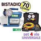 Pompa vuoto bistadio 70 Lt omologata R32 + set manometrico 4 VIE universale