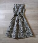 Atmosphere Silver Grey Floral Tapestry Brocade Shift Dress Flared Textured UK8