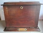 Antique Wooden Mahogany Stationery Box With Opening Flap