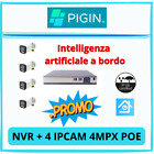 kit VIDEOSORVEGLIANZA 4 TELECAMERE 4MPX + NVR POE 4 CANALI 4K AI A BORDO APP