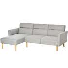 Divano Letto Angolare 207x107x60,5 cm con Penisola in Legno e Tessuto Grigio