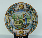 Assiette Faïence Décor Renaissance Italienne l’Enfant Jésus Berger Majolique XIX