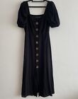 House of Harlow 1960 x Revolve black midi dress button short puff sleeve size XS