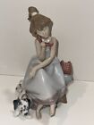 Lladro Porcelain  Chit Chat  Girl On Phone with Dog Figure  ~ No 5466, Excellent