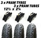 3 x Pram Tyres & 3 x Tubes 12 1/2 X 2 1/4 Slick Jane Powertwin Powertrack Slalom