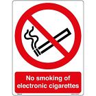 No Smoking of Electronic Cigarettes Sign Sticker (150 x 200mm)