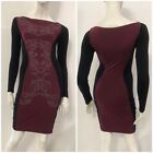 DENNY ROSE Vestito abito nero bordeaux borchie Tg S