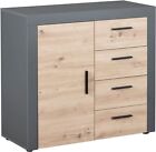 CREDENZA CASSETTIERA COMO  CORBETO CASA UFFICIO ANTRACITE ROVERE 94x86x40CM