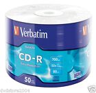 1000 CD-R Pezzi Verbatim 80 MIN 100 % CDR Vuoti 52X 700 MB VUOTI ORIGINALI 43787