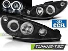 Coppia Fari Fanali Anteriori Tuning 206 2002  ANGEL EYES CCFL CATODO FREDDO Neri