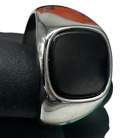 ANELLO UOMO PIETRA NERA ONICE QUADRATA IN ACCIAIO INOX STAINLESS STEEL MISURA 30