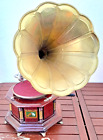 GRAMMOFONO ANTICO IN LEGNO A TROMBA IN OTTONE His Master s Voice D epoca Vintage