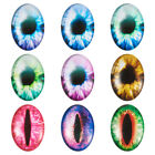 10x Dragon Eye Ornaments Glass Oval Flatback Cabochons Mixed Color 25x18mm