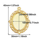 2PC Floral Lace Oval 25x18mm Bezel Cameo Tray Base Charms Pendant Jewelry Crafts