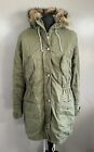 Abercrombie & Fitch Fur Hooded Sherpa Lined Parka Army Green Jacket Coat Size XL